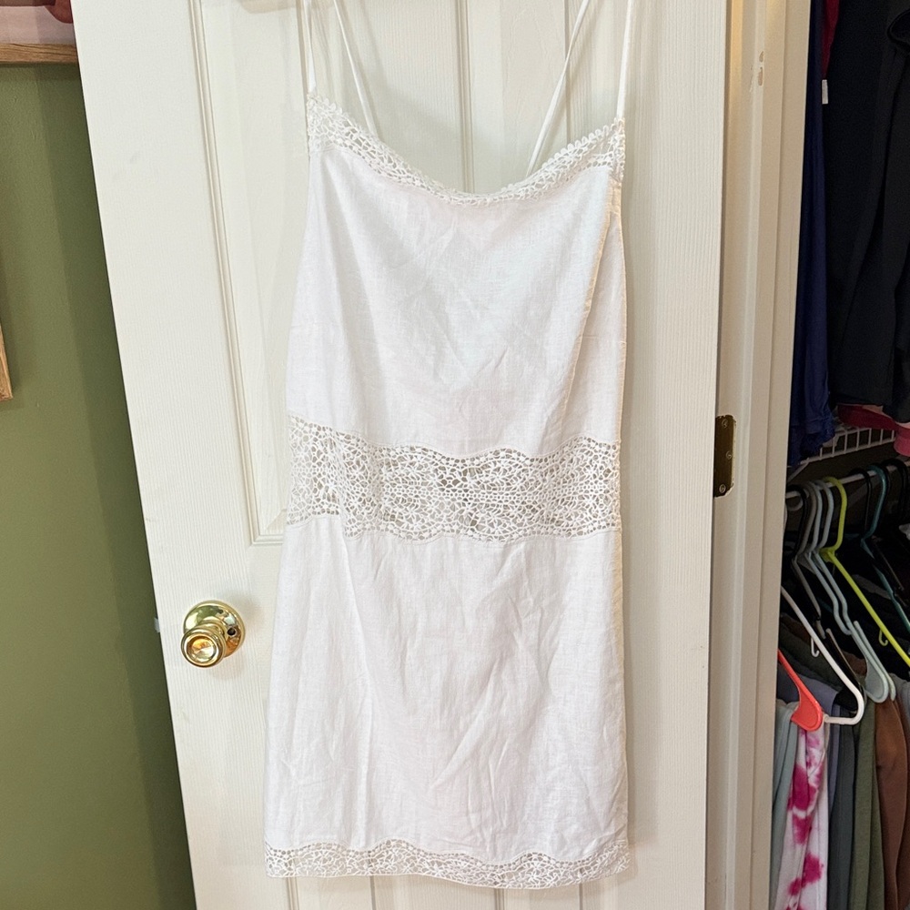 Abercrombie & Fitch White Linen Crochet Mini Dress